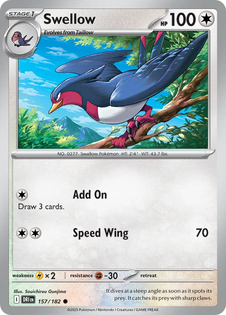 2025 Destined Rivals Swellow Common #157/182 Common card image