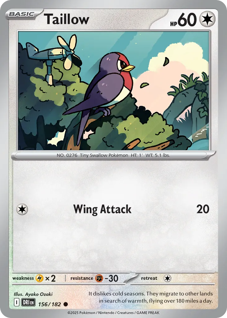 2025 Destined Rivals Taillow Common #156/182 Common card image
