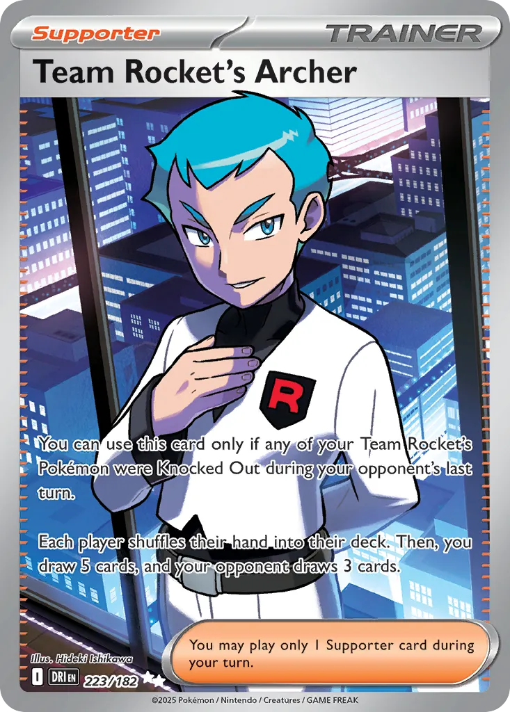2025 Destined Rivals Team Rocket's Archer Ultra Rare #223/182 Ultra Rare card image