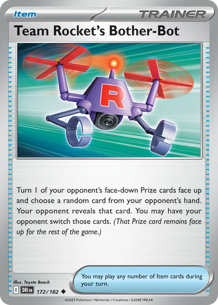 2025 Destined Rivals Team Rocket's Bother-Bot Uncommon #172/182 Uncommon card image