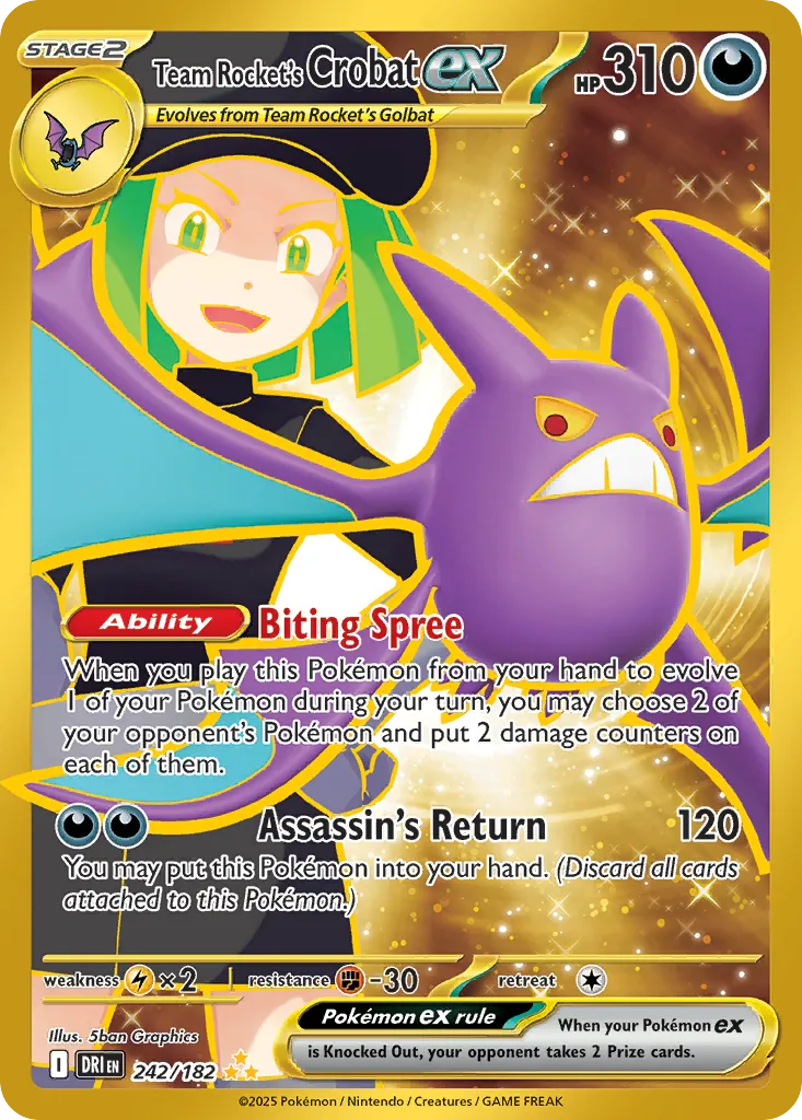 2025 Destined Rivals Team Rocket's Crobat ex Hyper Rare #242/182 Hyper Rare card image