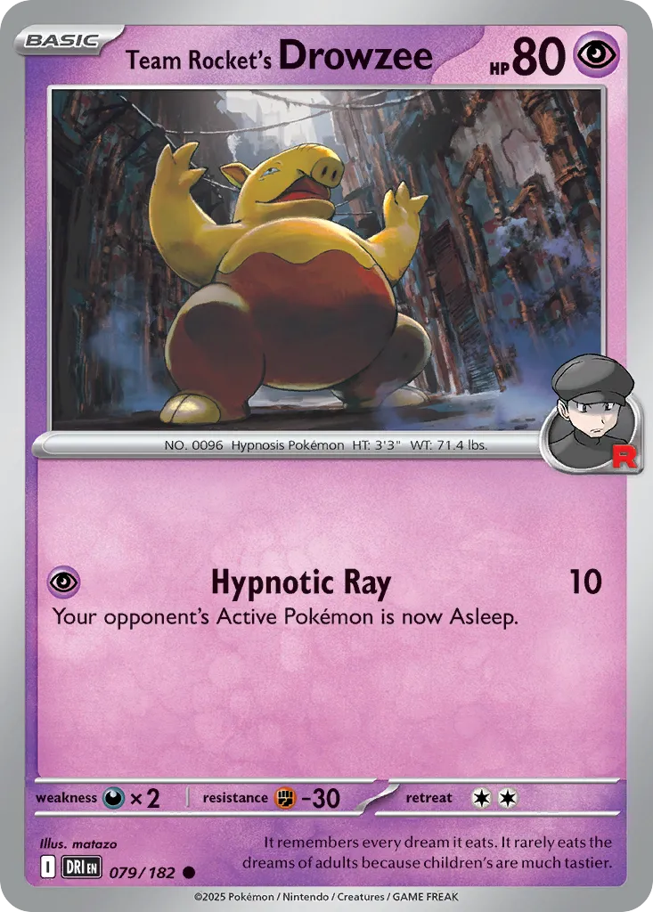 2025 Destined Rivals Team Rocket's Drowzee Common #079/182 Common card image