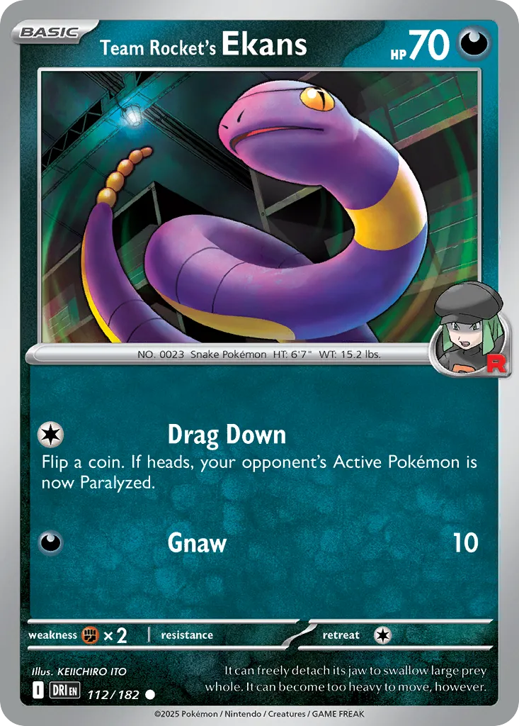 2025 Destined Rivals Team Rocket's Ekans #112/182 Common card image