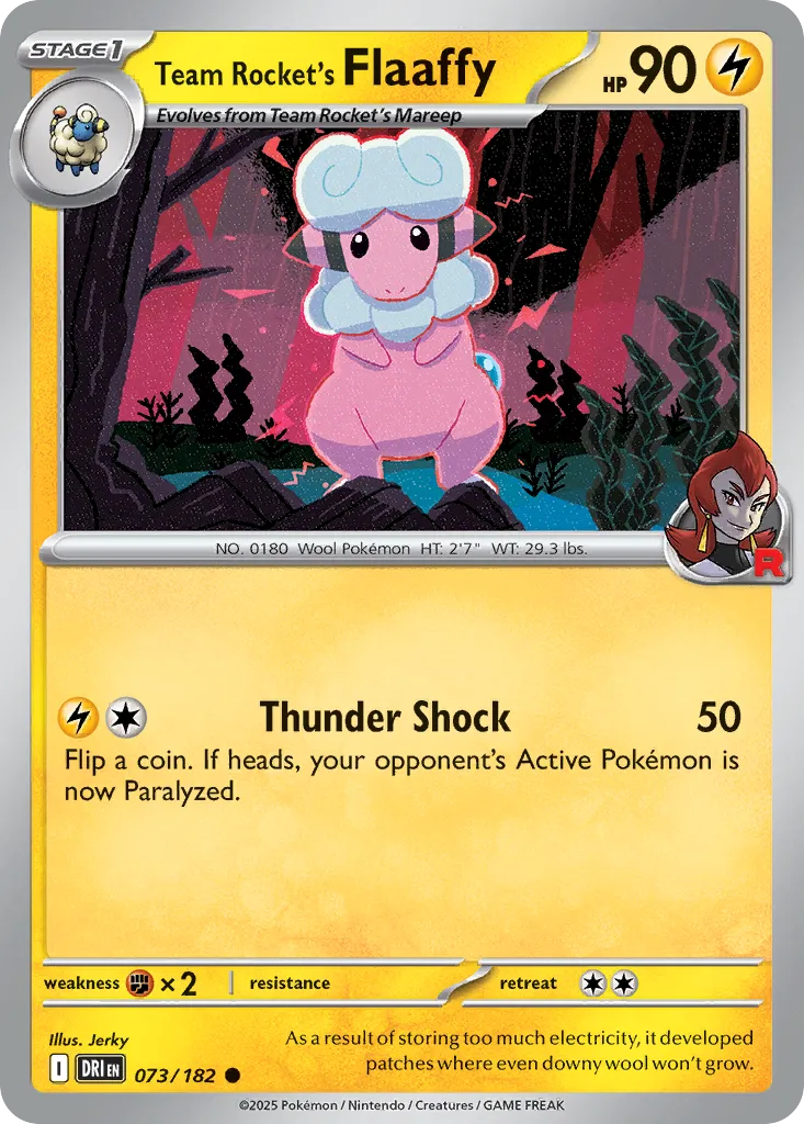 2025 Destined Rivals Team Rocket's Flaaffy #073/182 Common card image