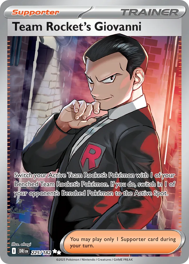 2025 Destined Rivals Team Rocket's Giovanni Ultra Rare #225/182 Ultra Rare card image