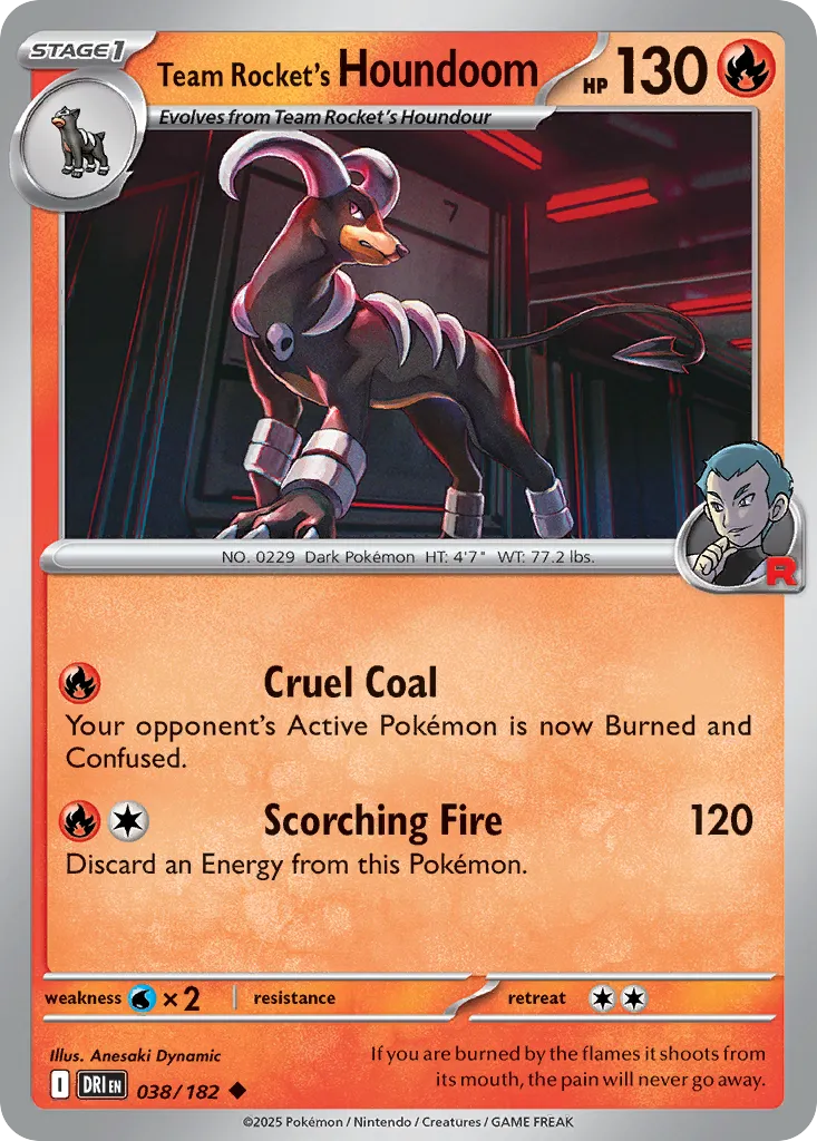 2025 Destined Rivals Team Rocket's Houndoom Uncommon #038/182 Uncommon card image