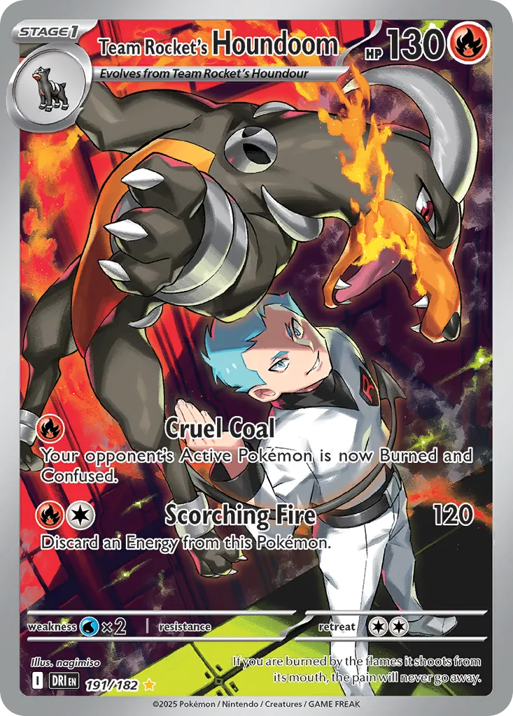 2025 Destined Rivals Team Rocket's Houndoom Illustration Rare #191/182 Illustration Rare card image