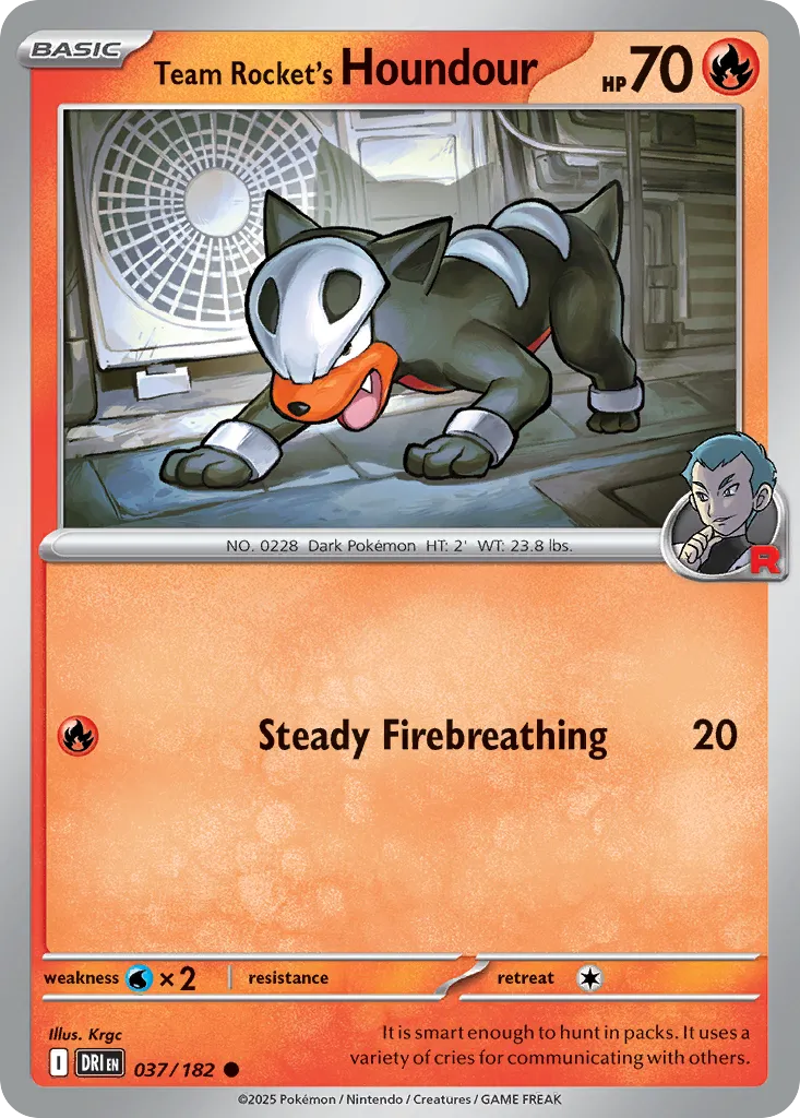 2025 Destined Rivals Team Rocket's Houndour Common #037/182 Common card image