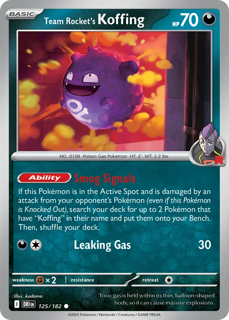 2025 Destined Rivals Team Rocket's Koffing Common #125/182 Common card image