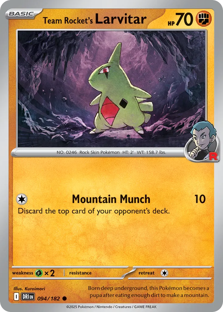 2025 Destined Rivals Team Rocket's Larvitar Common #094/182 Common card image