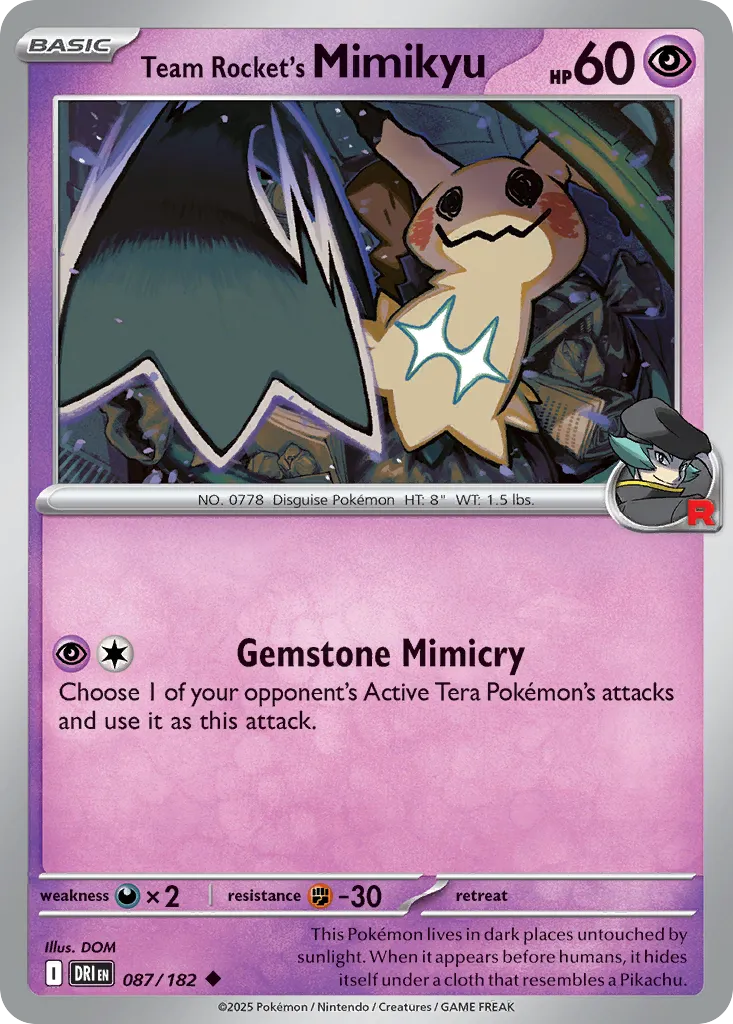 2025 Destined Rivals Team Rocket's Mimikyu Uncommon #087/182 Uncommon card image