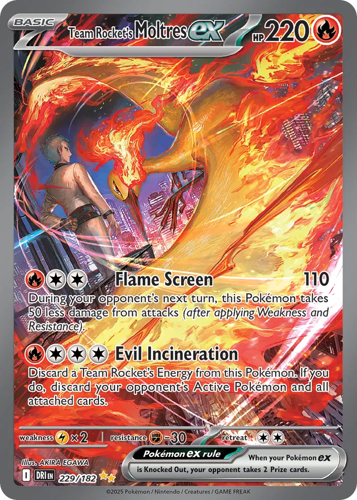 2025 Destined Rivals Team Rocket's Moltres ex #229/182 Special Illustration Rare card image