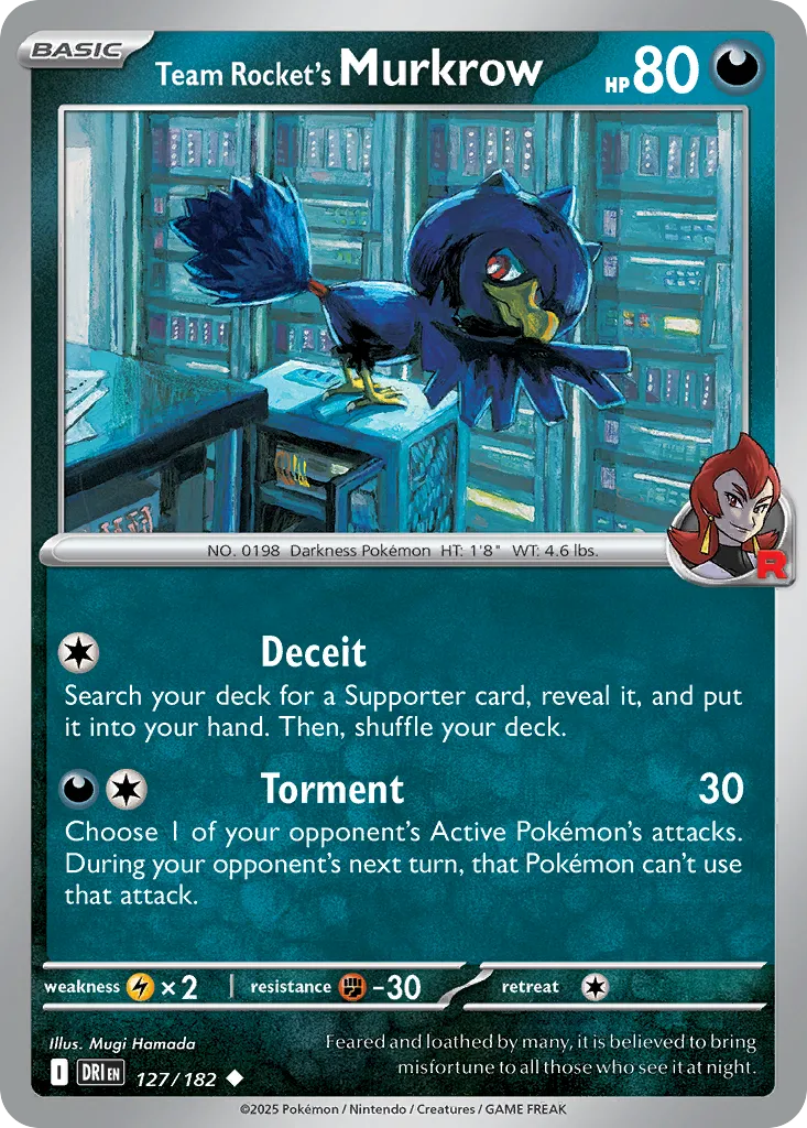 2025 Destined Rivals Team Rocket's Murkrow Uncommon #127/182 Uncommon card image