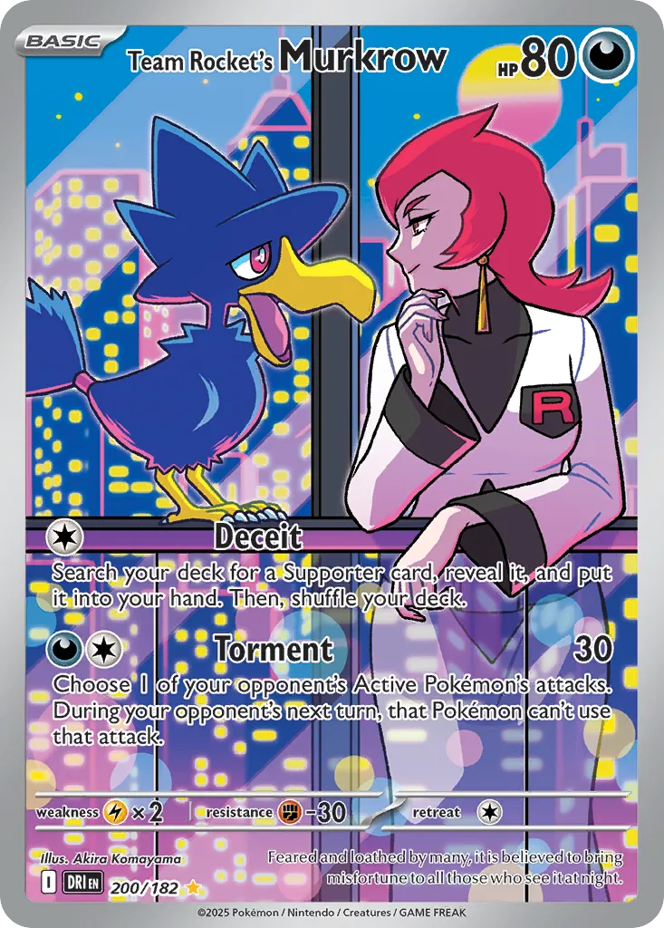2025 Destined Rivals Team Rocket's Murkrow Illustration Rare #200/182 Illustration Rare card image