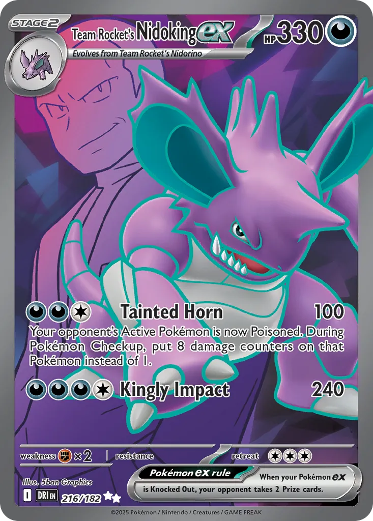 2025 Destined Rivals Team Rocket's Nidoking ex Ultra Rare #216/182 Ultra Rare card image