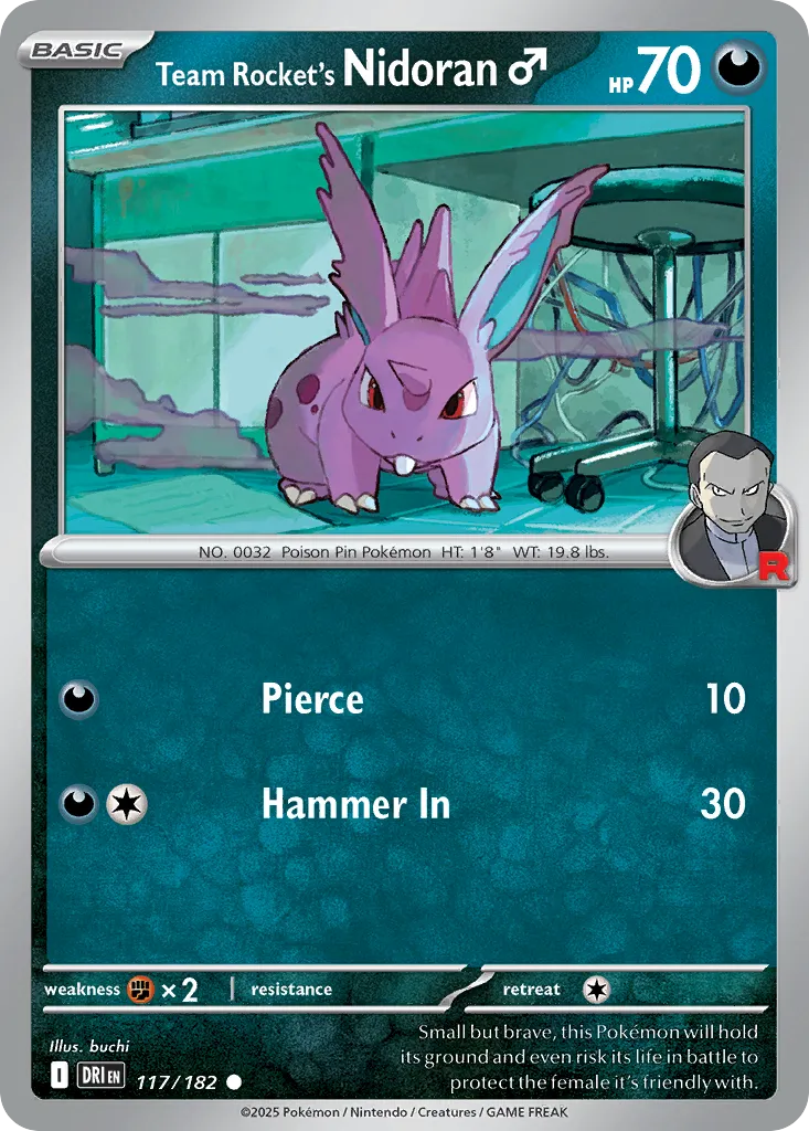 2025 Destined Rivals Team Rocket's Nidoran♂ #117/182 Common card image