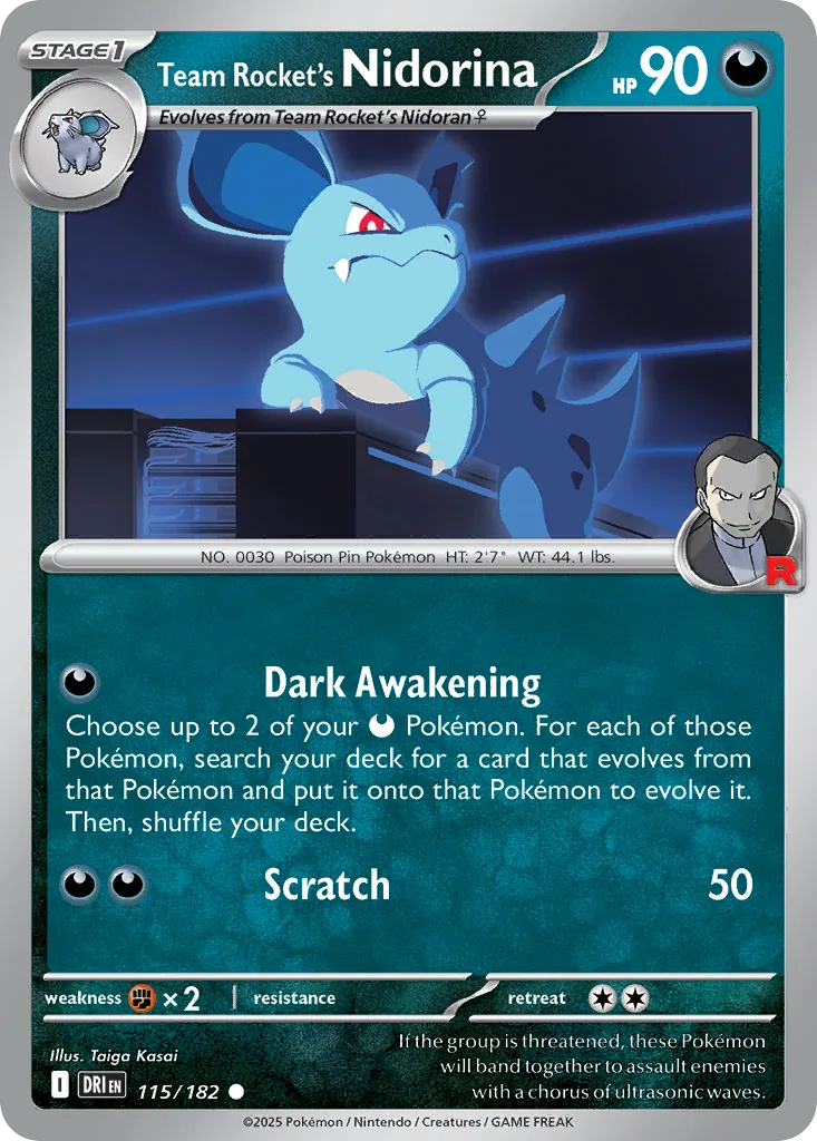2025 Destined Rivals Team Rocket's Nidorina #115/182 Common card image