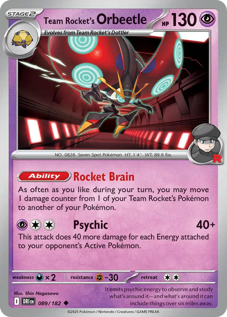 2025 Destined Rivals Team Rocket's Orbeetle #089/182 Uncommon card image