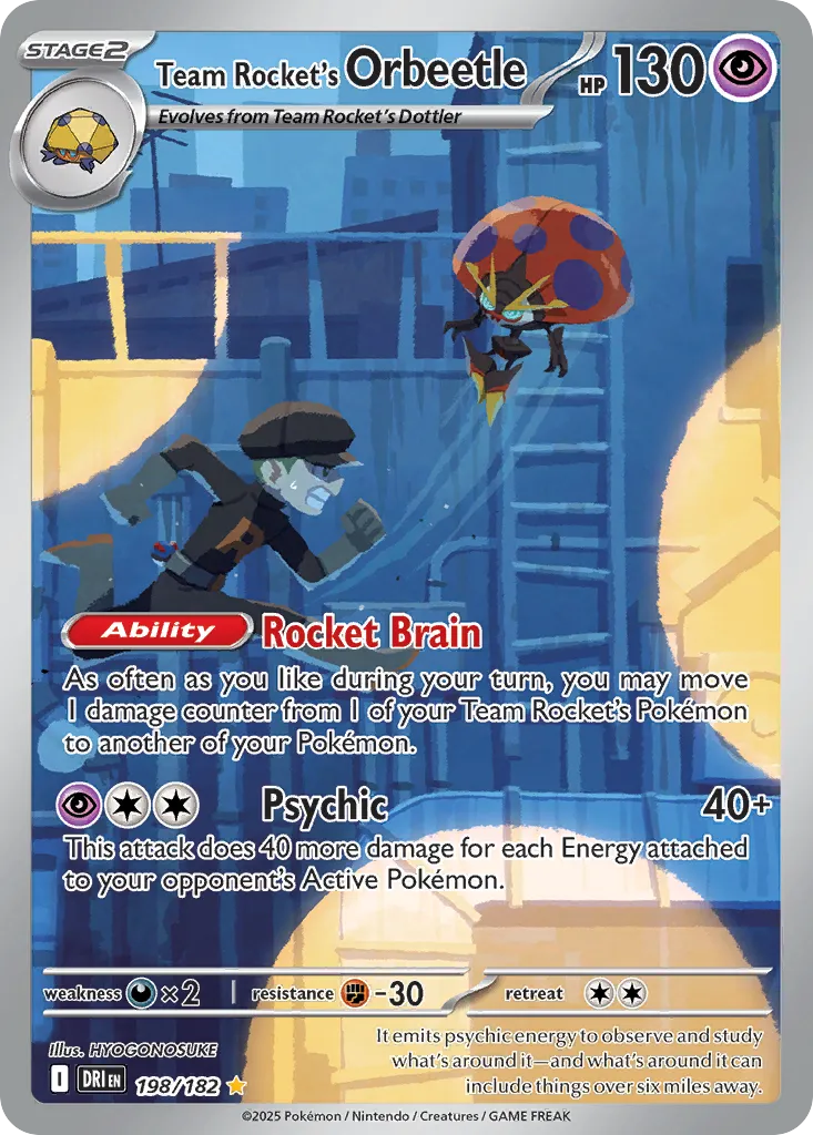 2025 Destined Rivals Team Rocket's Orbeetle Illustration Rare #198/182 Illustration Rare card image
