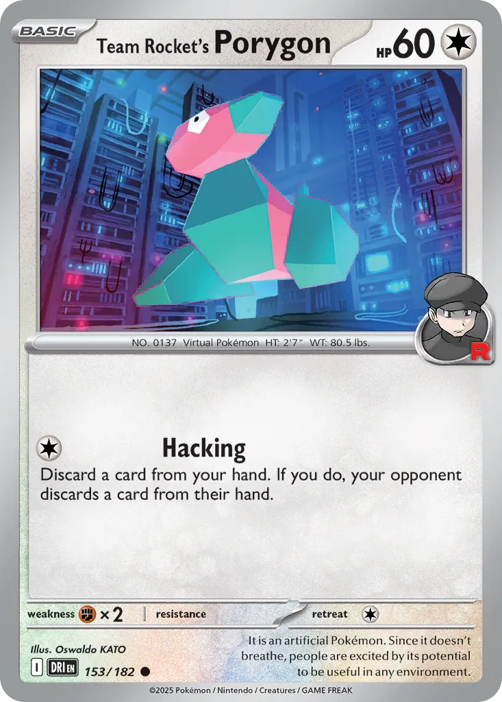 2025 Destined Rivals Team Rocket's Porygon Common #153/182 Common card image