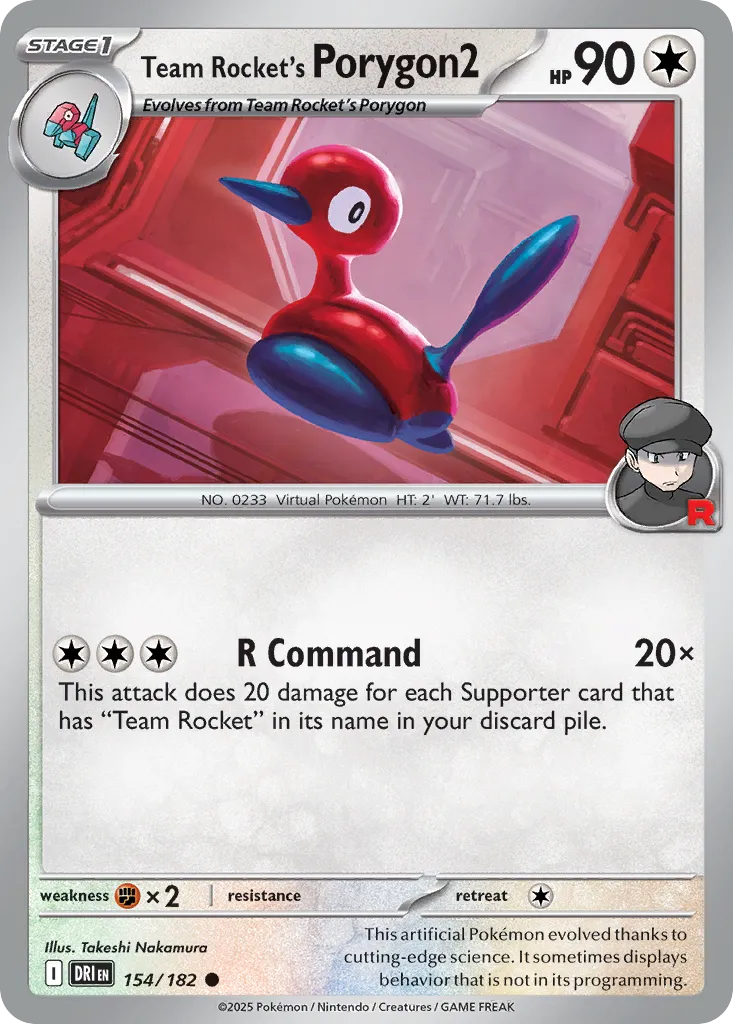 2025 Destined Rivals Team Rocket's Porygon2 Common #154/182 Common card image