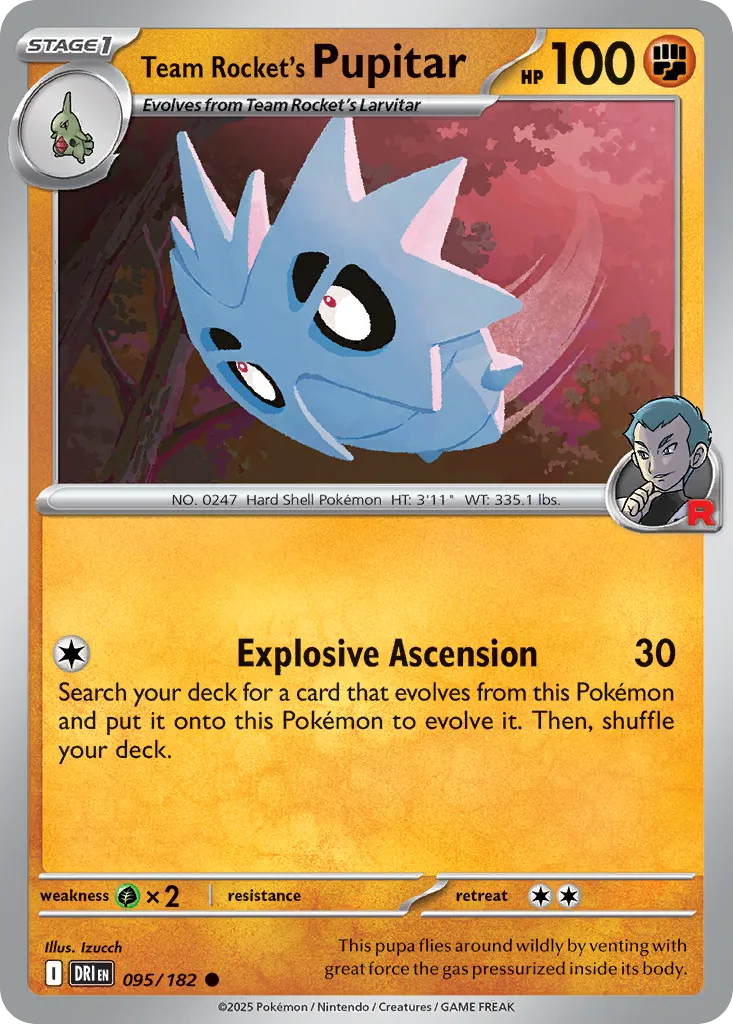 2025 Destined Rivals Team Rocket's Pupitar Common #095/182 Common card image