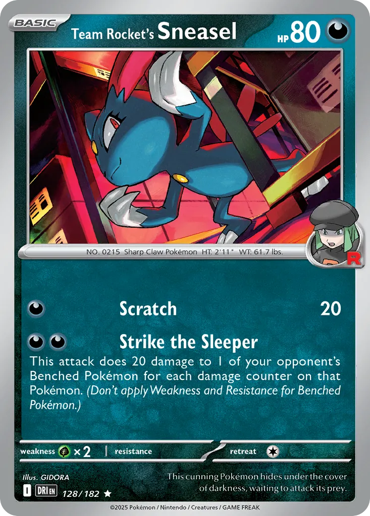 2025 Destined Rivals Team Rocket's Sneasel #128/182 Rare card image