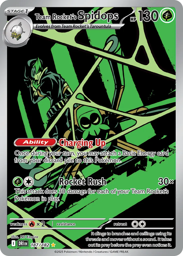 2025 Destined Rivals Team Rocket's Spidops Illustration Rare #187/182 Illustration Rare card image