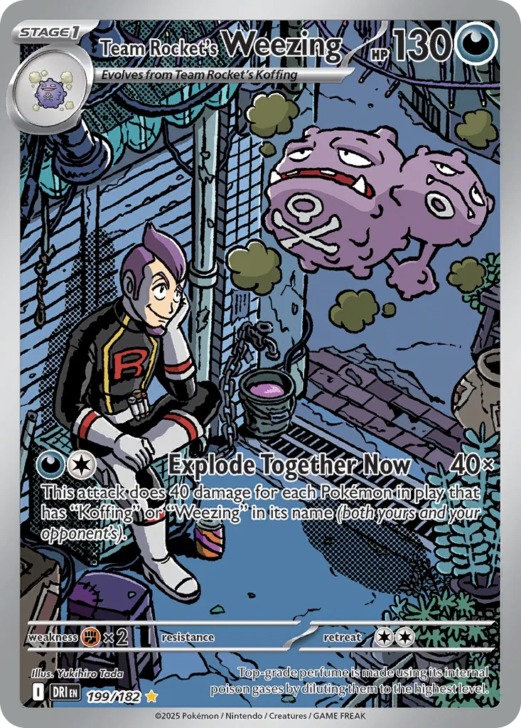 2025 Destined Rivals Team Rocket's Weezing Illustration Rare #199/182 Illustration Rare card image