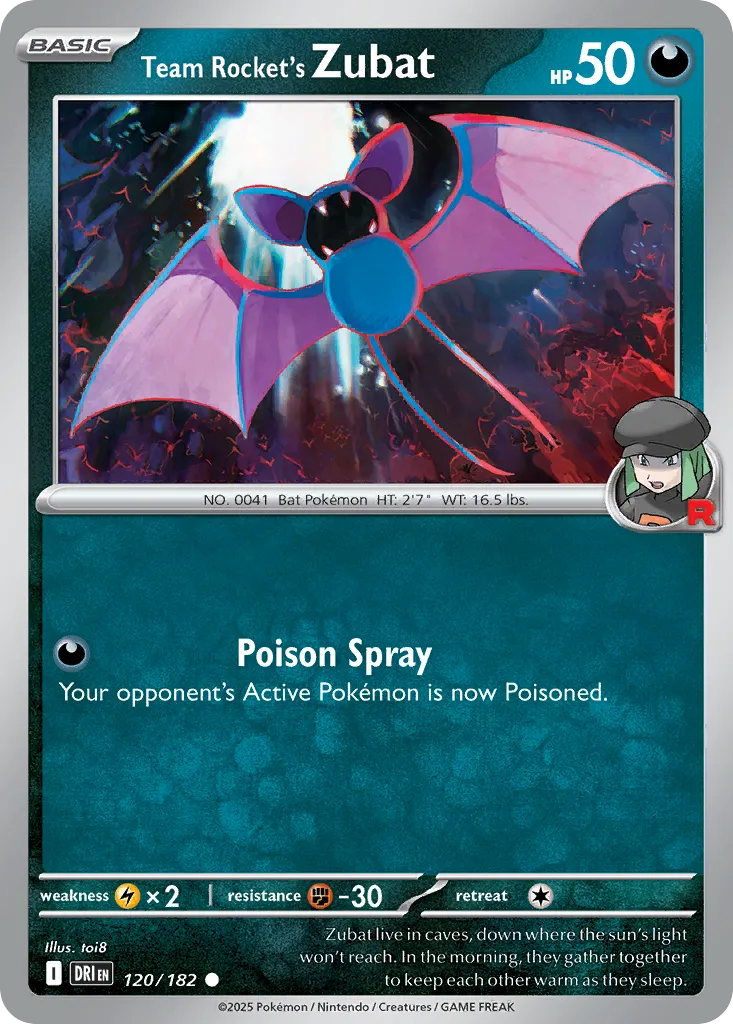 2025 Destined Rivals Team Rocket's Zubat #120/182 Common card image