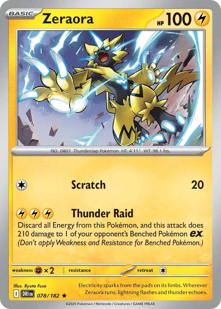 2025 Destined Rivals Zeraora #078/182 Rare card image