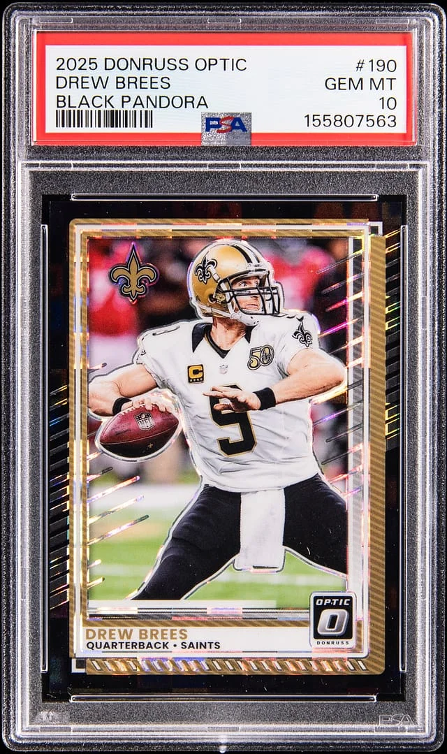 2025 Donruss Optic Drew Brees Black Pandora #190 card image