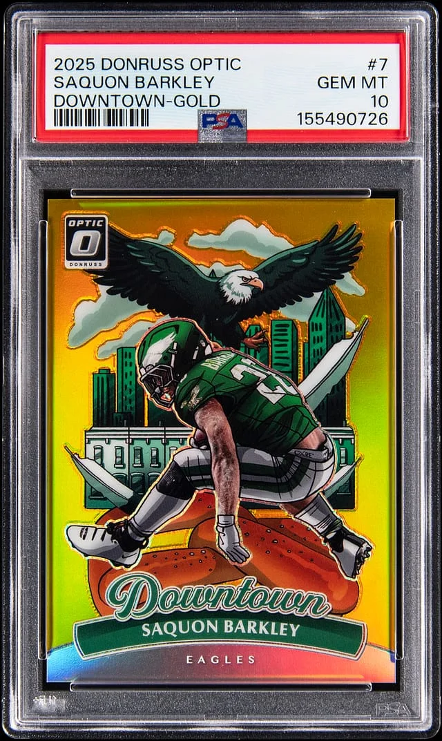 2025 Donruss Optic Saquon Barkley Downtown Gold #7 card image