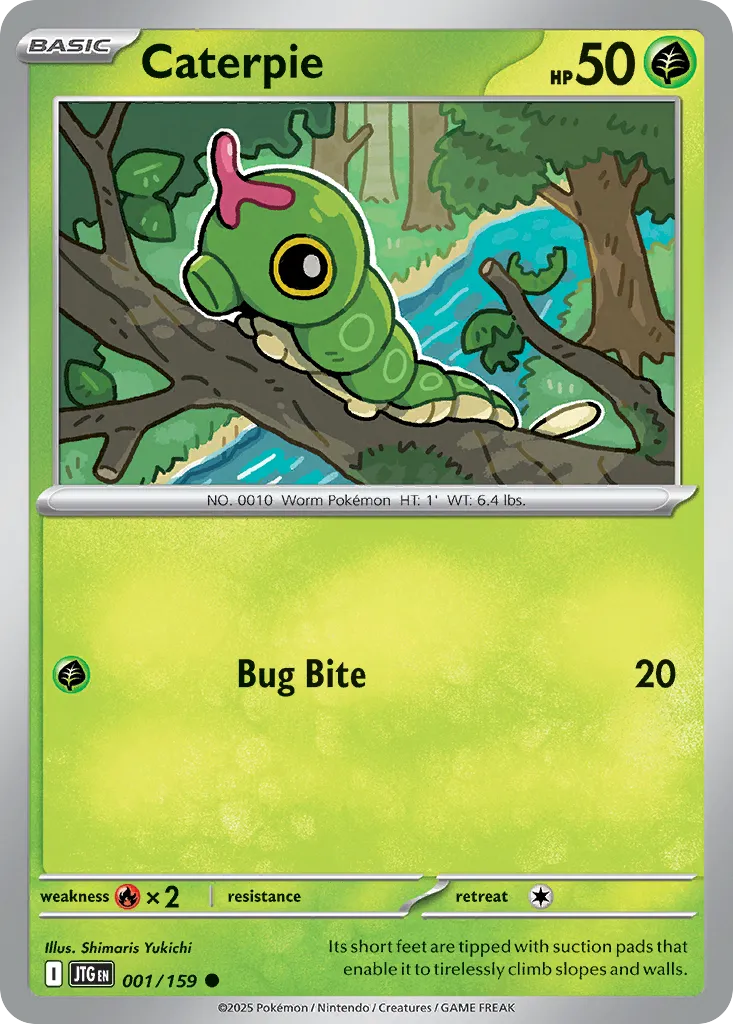 2025 Journey Together Caterpie Common #001/159 Common card image
