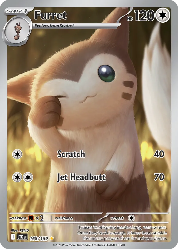 2025 Journey Together Furret #168/159 Illustration Rare card image
