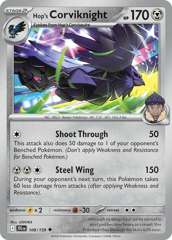 2025 Journey Together Hop's Corviknight #108/159 Uncommon card image