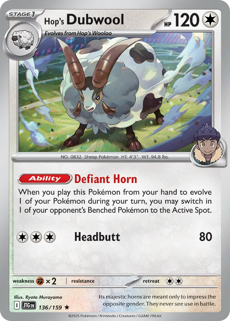 2025 Journey Together Hop's Dubwool #136/159 Rare card image