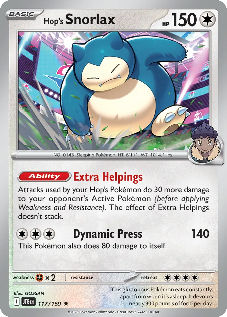 2025 Journey Together Hop's Snorlax #117/159 Rare card image