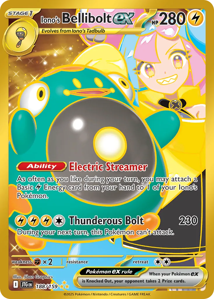2025 Journey Together Iono's Bellibolt ex #188/159 Hyper Rare card image
