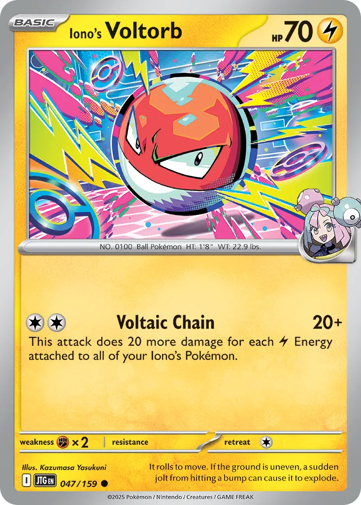 2025 Journey Together Iono's Voltorb Common #047/159 Common card image