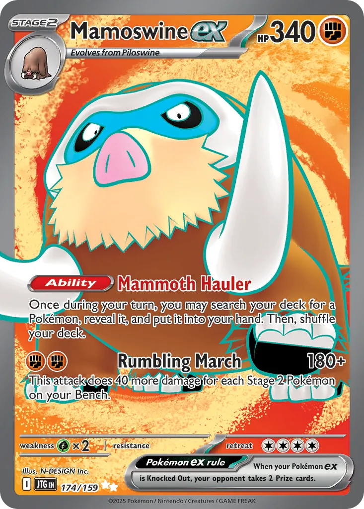 2025 Journey Together Mamoswine ex #174/159 Ultra Rare card image