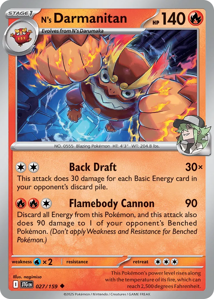 2025 Journey Together N's Darmanitan #027/159 Uncommon card image