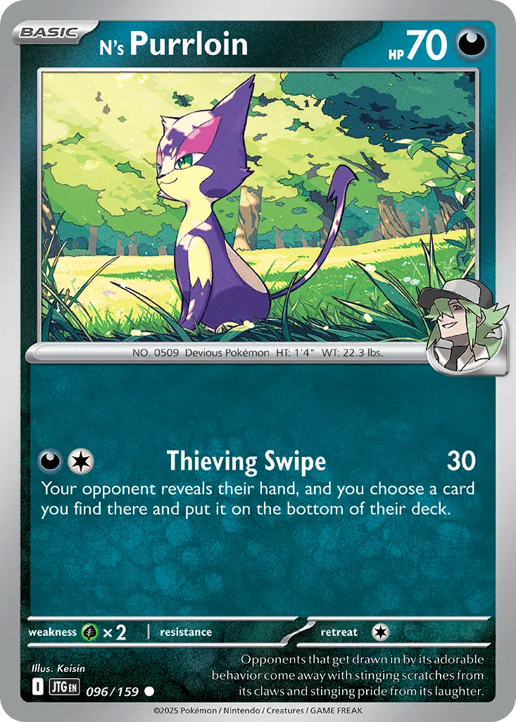 2025 Journey Together N's Purrloin #096/159 Common card image