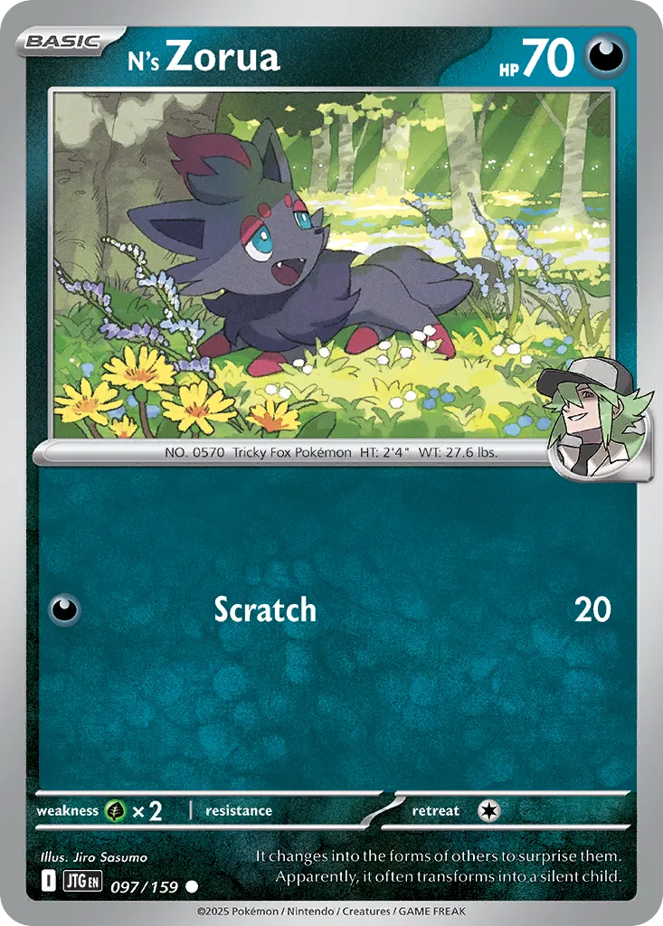 2025 Journey Together N's Zorua #097/159 Common card image