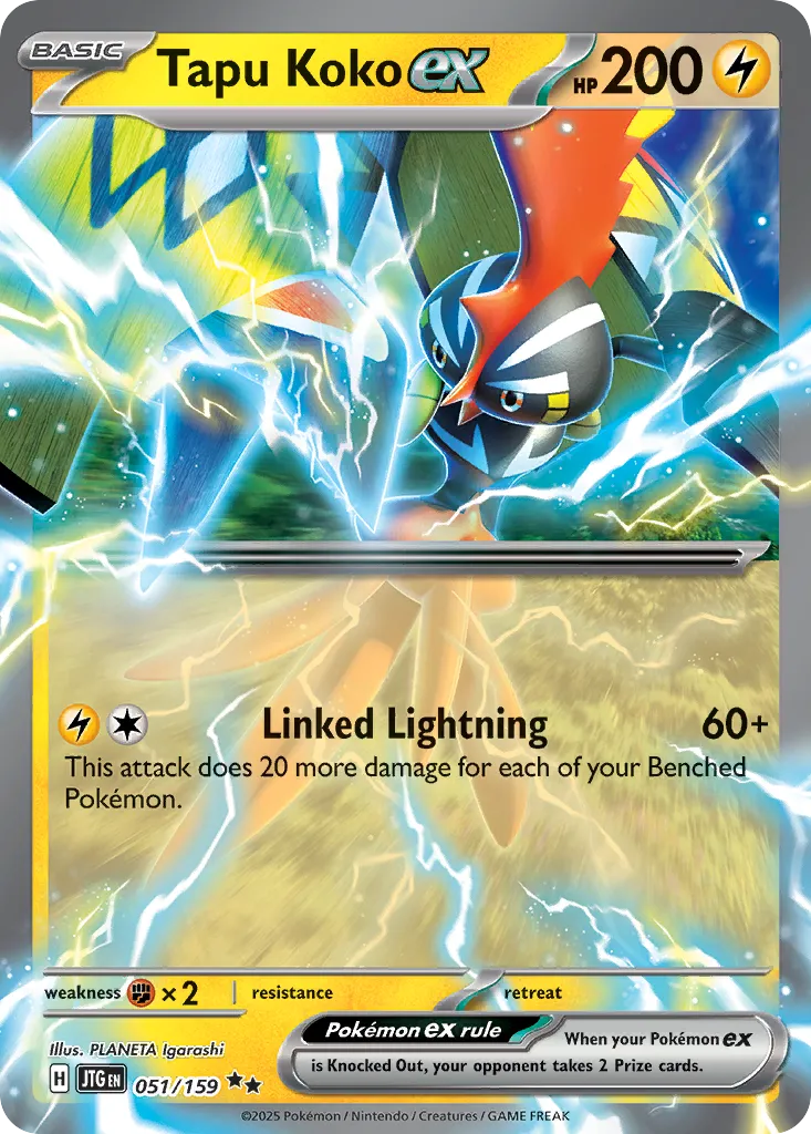 2025 Journey Together Tapu Koko ex #051/159 Double Rare card image