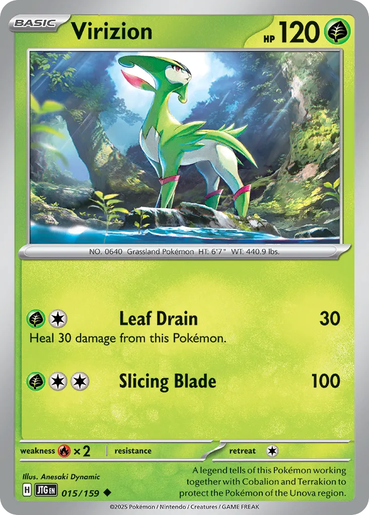 2025 Journey Together Virizion Uncommon #015/159 Uncommon card image