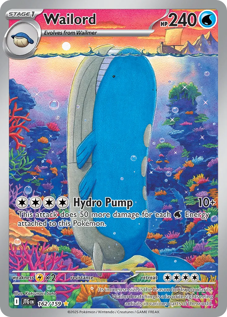 2025 Journey Together Wailord #162/159 Illustration Rare card image