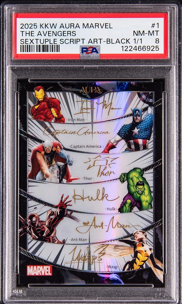 2025 Kakawow Aura Marvel Sextuple Script Art Black The Avengers #1 card image