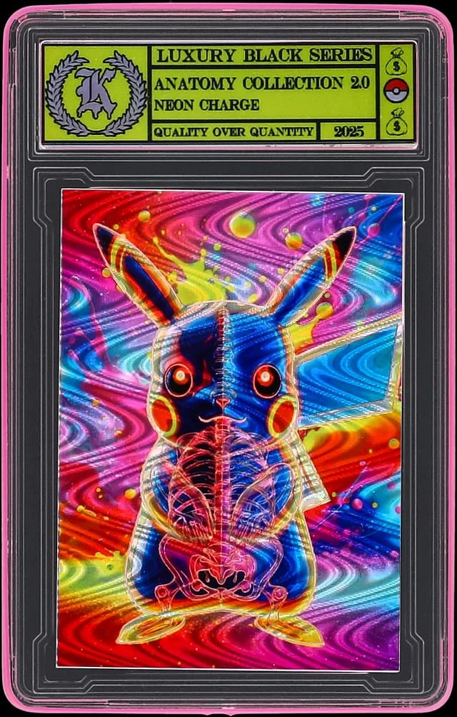 2025 Kickstradomis Luxury Black Series Anatomy Collection Neon Charge Vortex Pikachu - Kickstradomis Encapsulated - With Original Box #2.0 card image