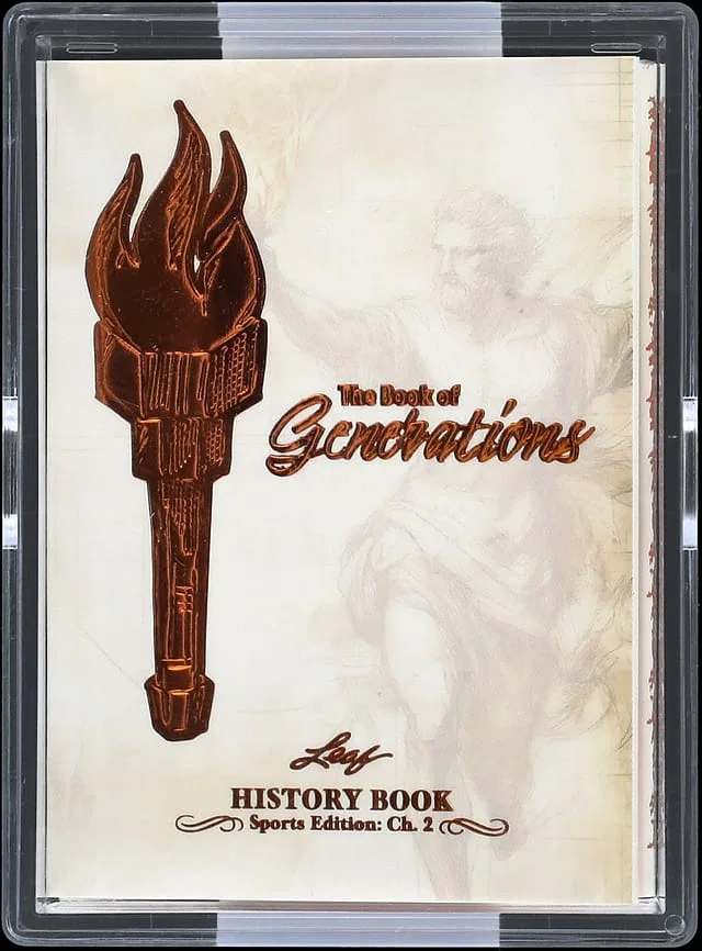 2025 Leaf Bob Cousy/Magic Johnson/Jason Kidd Multi-Signed Booklet - Leaf Encased History Book Sport Edition: Ch. 2 The Book of Generations #BG-5 card image